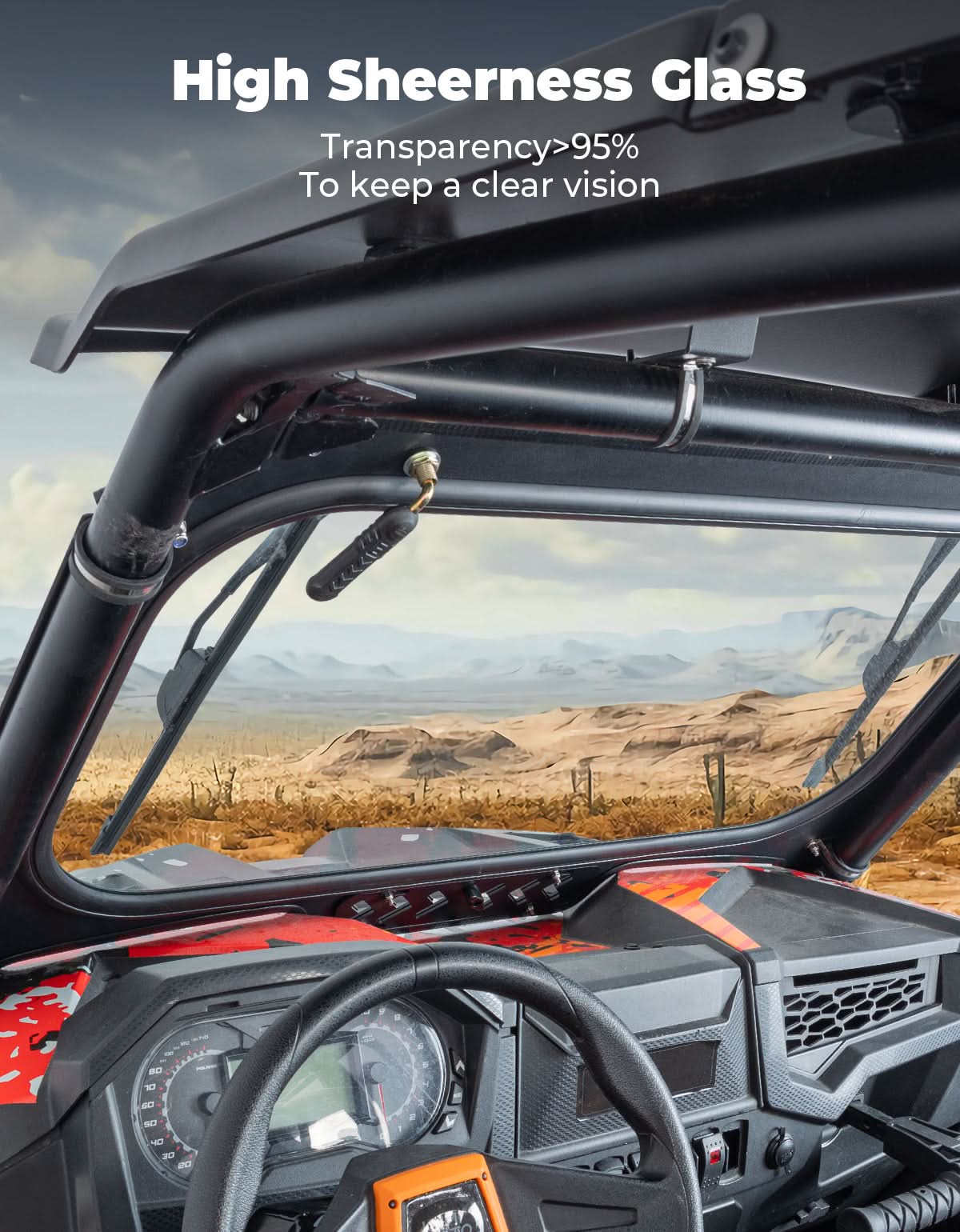 Glass Windshield with 2 Manual Wipers for 2019-2023 Polaris RZR XP 1000 /Turbo – fits Polaris RZR XP Turbo