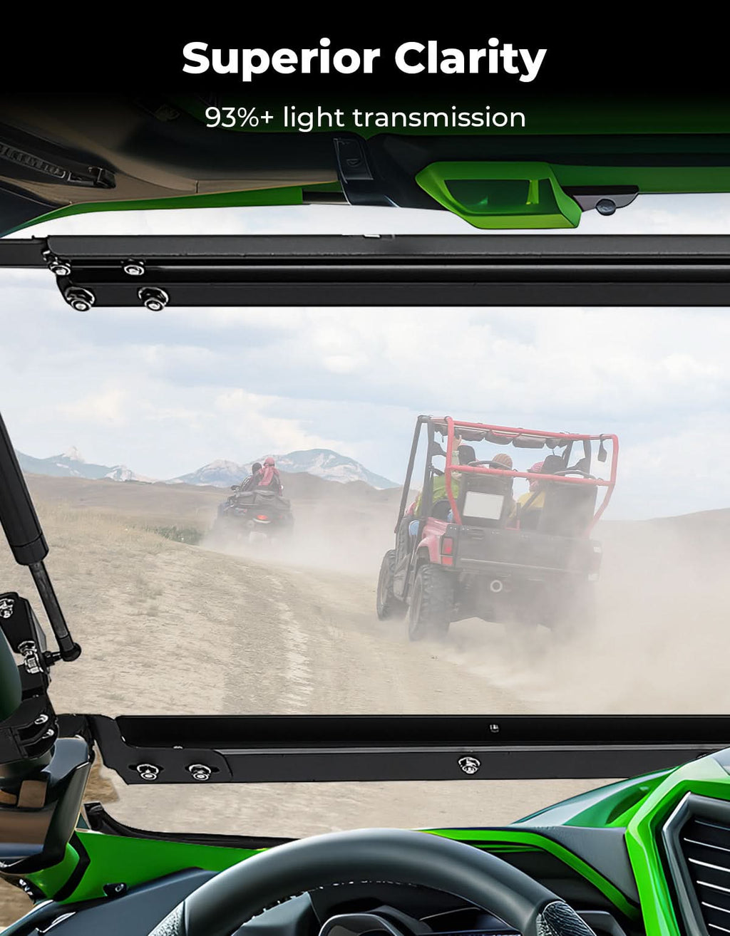 Scratch Resistant Flip Windshield for Kawasaki Teryx KRX 1000 | KRX4 1000 – fits Kawasaki Teryx 800 (view 4)
