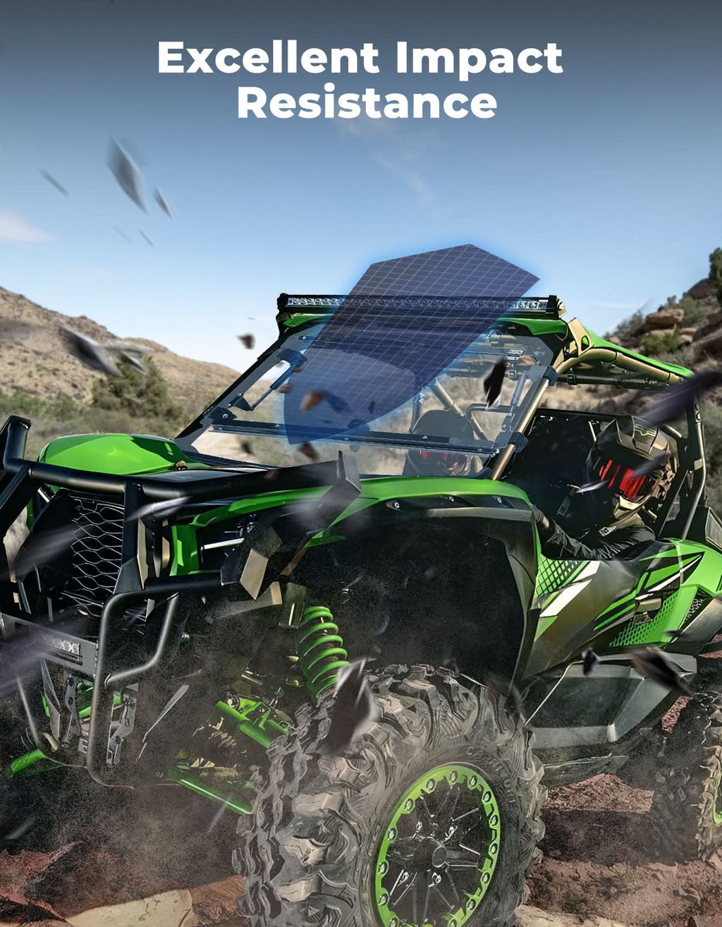 Scratch Resistant Flip Windshield for Kawasaki Teryx KRX 1000 | KRX4 1000 – fits Kawasaki Teryx KRX4 1000 (view 6)