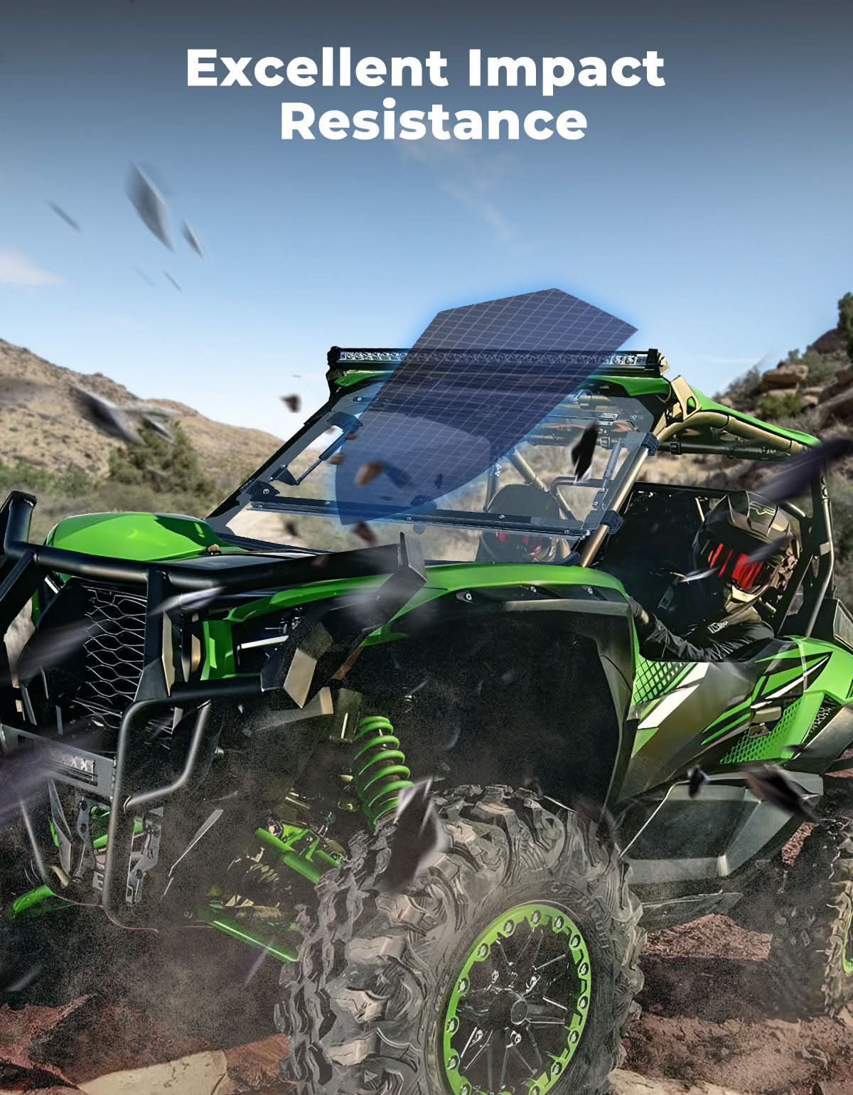 Scratch Resistant Flip Windshield for Kawasaki Teryx KRX 1000 | KRX4 1000 – fits Kawasaki Teryx KRX4 1000 (view 6)