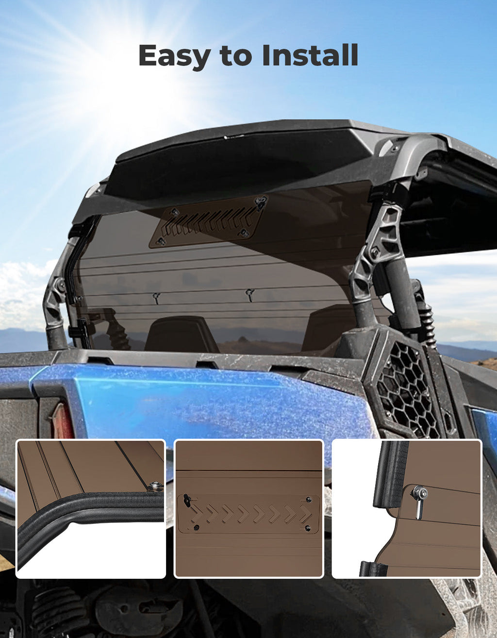 Vented Tinted Rear Windshield for Can-Am Commander