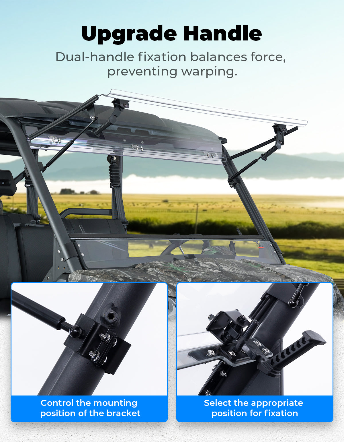 Upgraded Flip Front Windshield For CFMOTO Uforce 1000|1000 XL