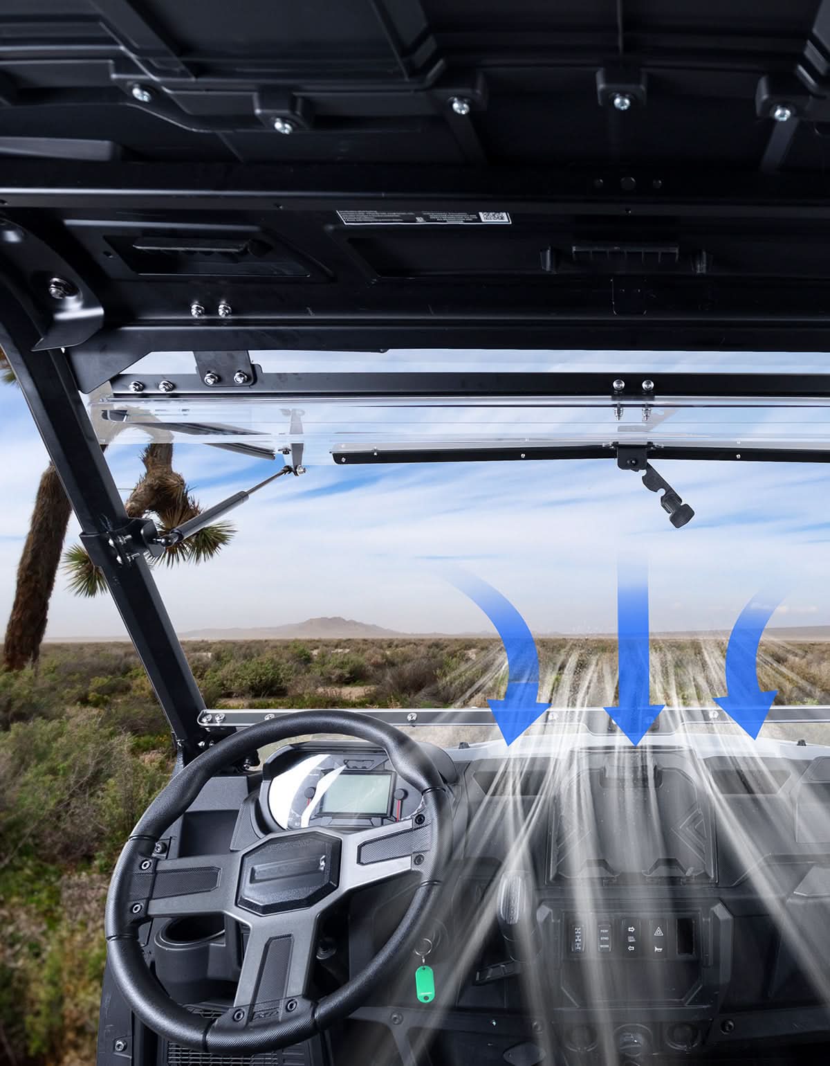3-IN-1 Flip Windshield for Polaris Ranger XP 1000/ Crew XP 1000 2015-2026