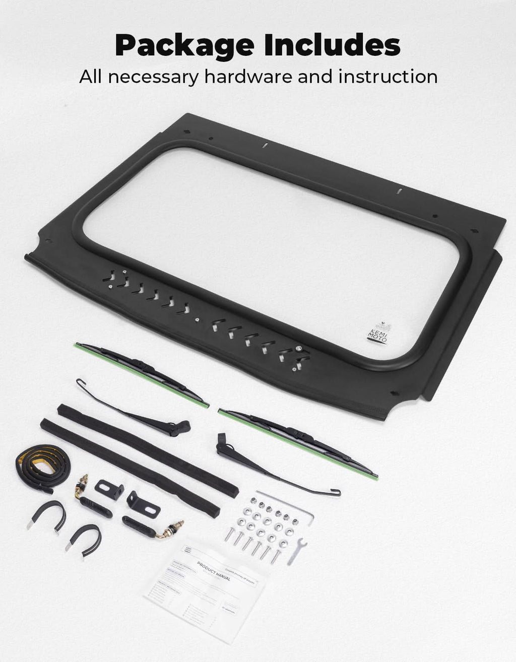 Vented Glass Windshield with Wipers for Kawasaki Teryx – fits Kawasaki Teryx 800 (view 7)