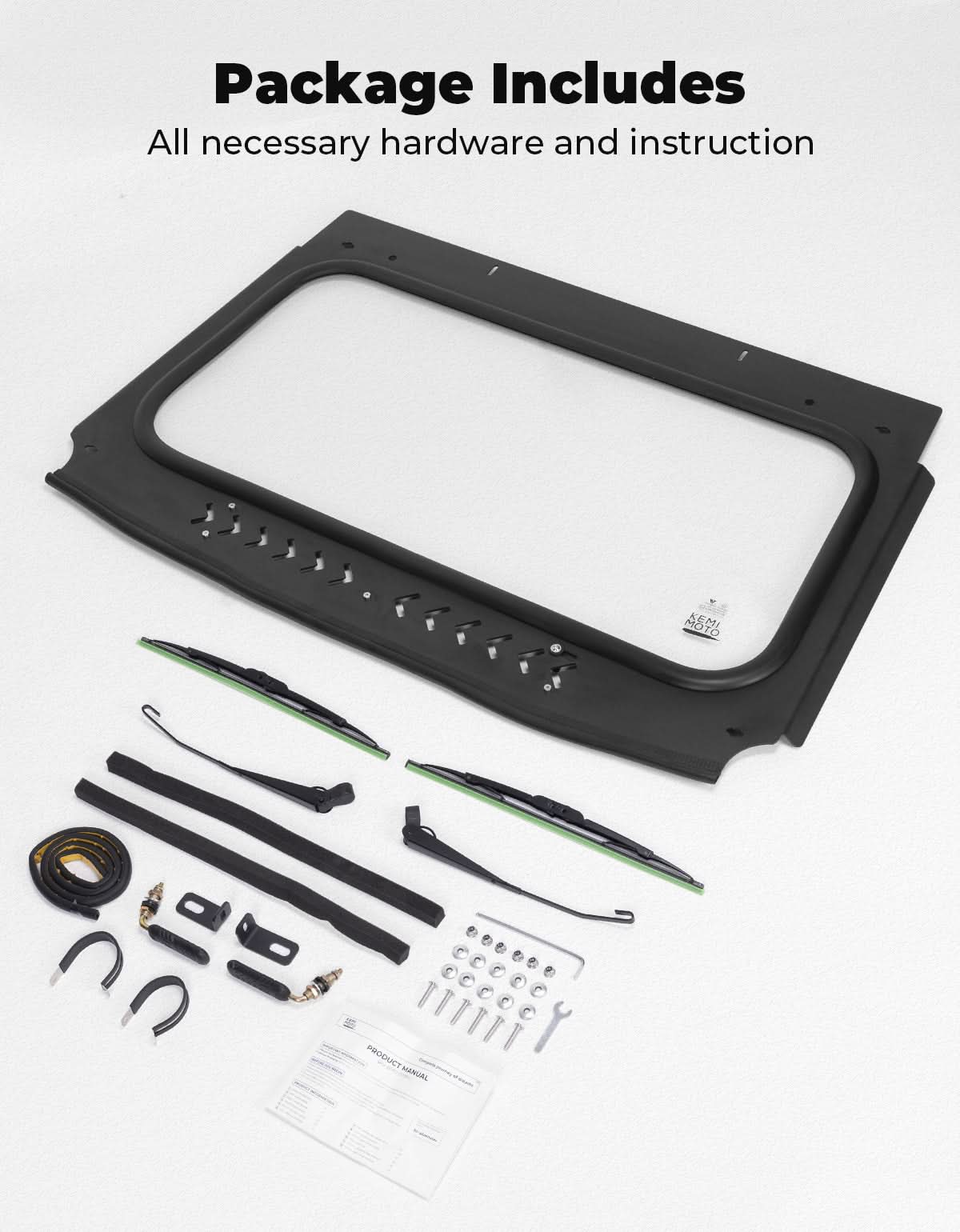 Vented Glass Windshield with Wipers for Kawasaki Teryx – fits Kawasaki Teryx 800 (view 7)