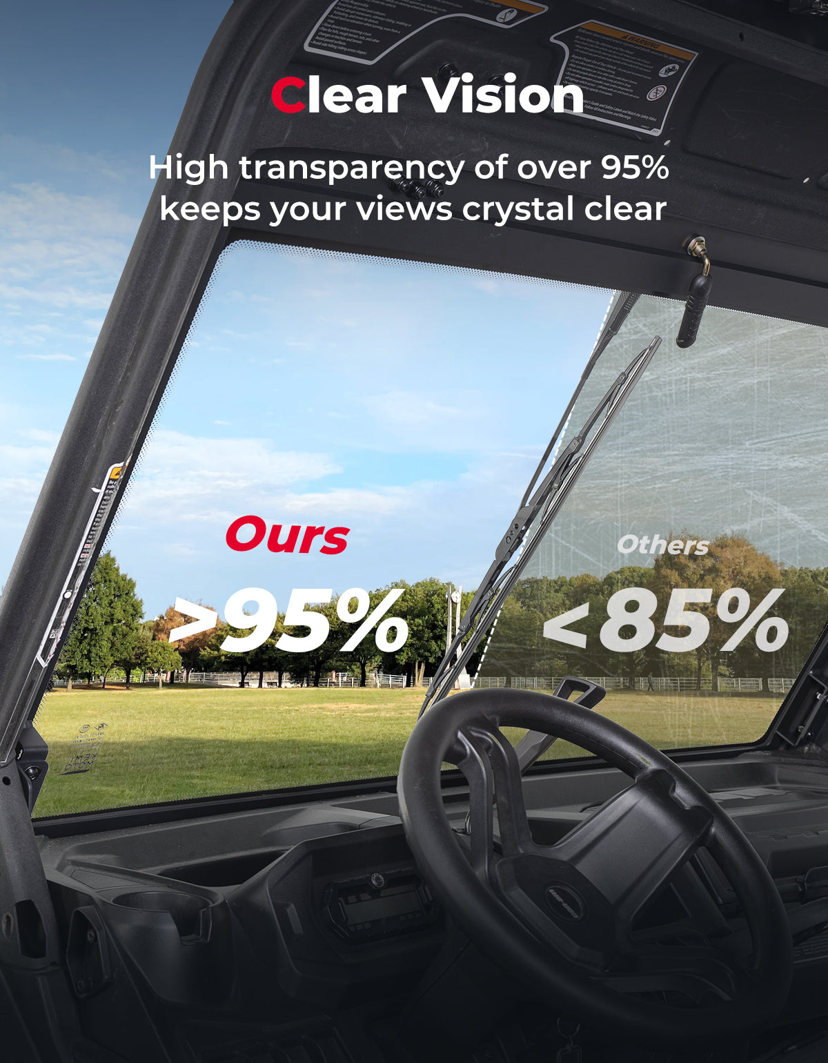 Can-Am Defender Glass Windshield with Manual Wipers (2016–2026) – fits Can-Am Defender HD10 (view 4)