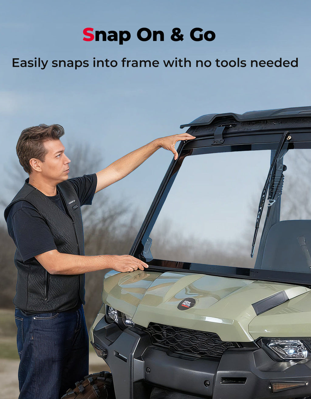 Can-Am Defender Glass Windshield with Manual Wipers (2016–2026) – fits Can-Am Defender MAX HD10 (view 6)