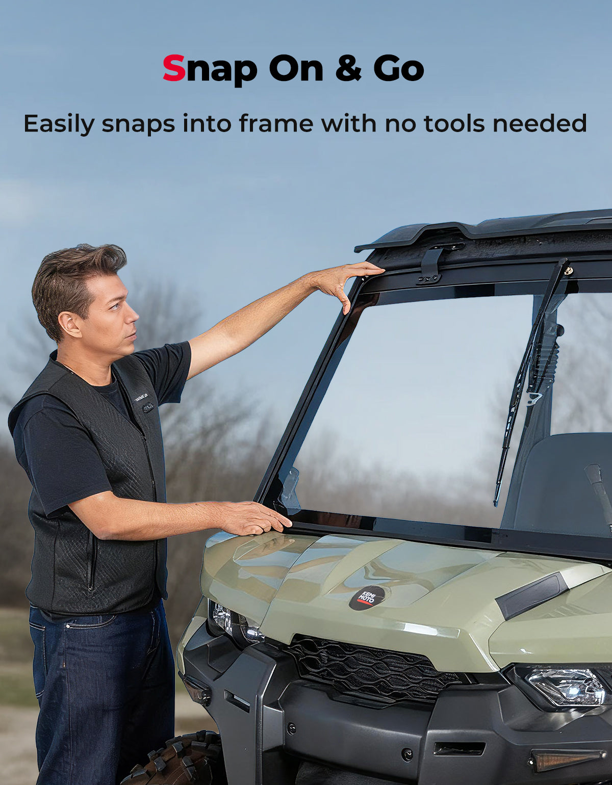 Can-Am Defender Glass Windshield with Manual Wipers (2016–2026) – fits Can-Am Defender MAX HD10 (view 6)
