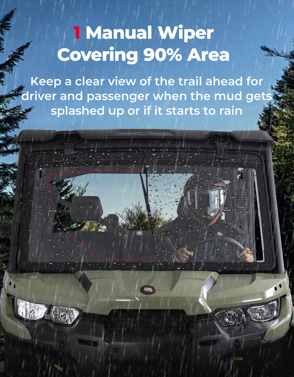 Can-Am Defender Glass Windshield with Manual Wipers (2016–2026) – fits Can-Am Defender HD10 (view 7)