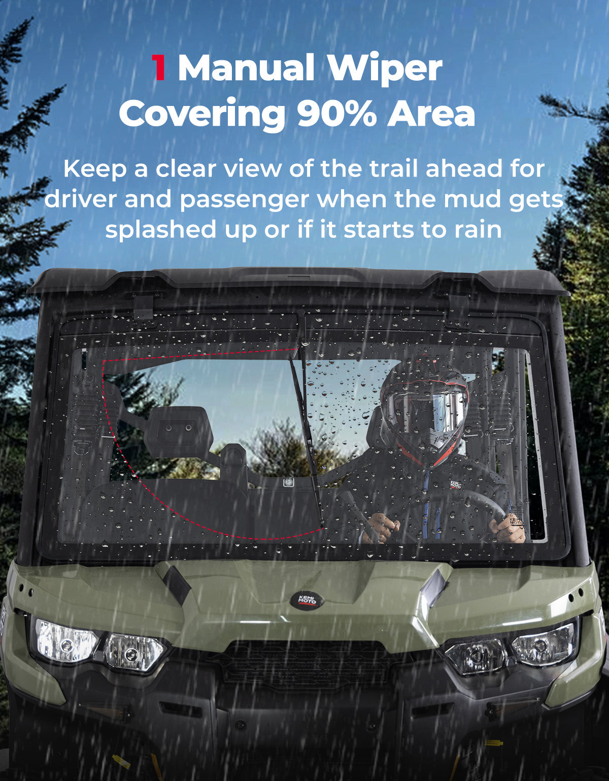 Can-Am Defender Glass Windshield with Manual Wipers (2016–2026) – fits Can-Am Defender HD10 (view 7)