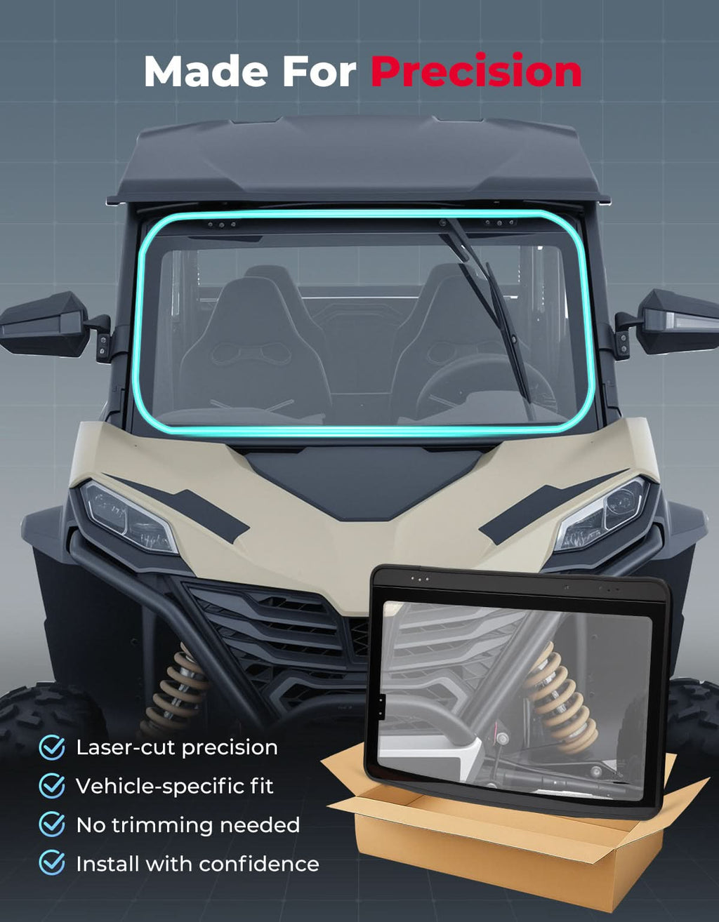 UTV Glass Windshield with Wiper For CFMOTO ZForce 950| ZForce 800（2023+）