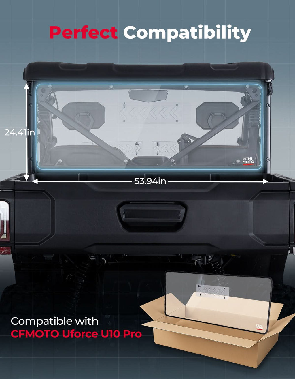 2-in-1 Vented Rear Windshield for CFMOTO UFORCE U10 Pro|XL