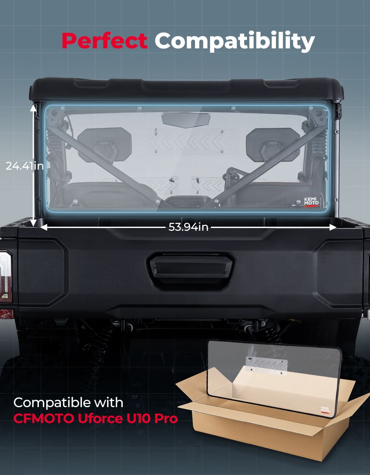 2-in-1 Vented Rear Windshield for CFMOTO UFORCE U10 Pro|XL