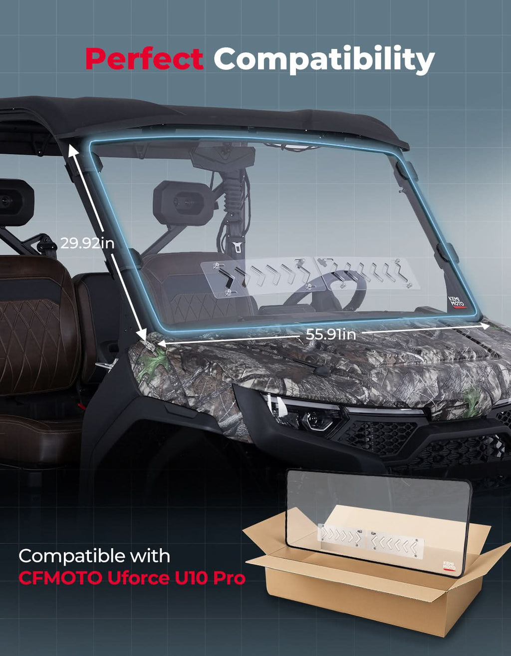 2-in-1 Vented Front Windshield for CFMOTO UFORCE U10 Pro|XL
