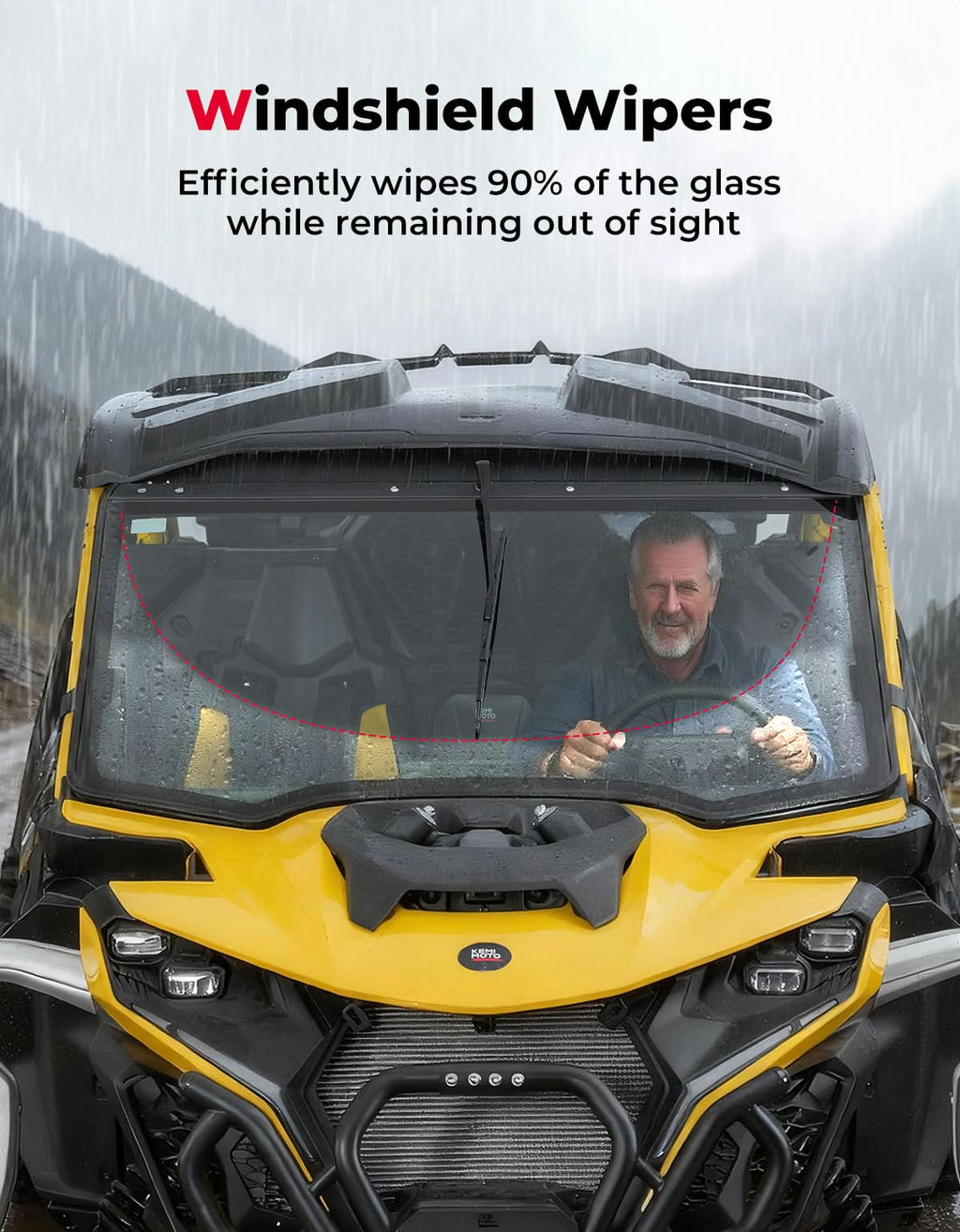 DOT Approved Full Glass Windshield for Can-Am Maverick R / RS / Max 2024–2026 with Wiper – fits Can-Am Maverick R 2-Seat...
