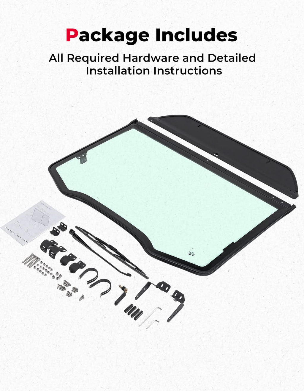DOT Approved Full Glass Windshield for Can-Am Maverick R / RS / Max 2024–2026 with Wiper – fits Can-Am Maverick R 2-Seat...