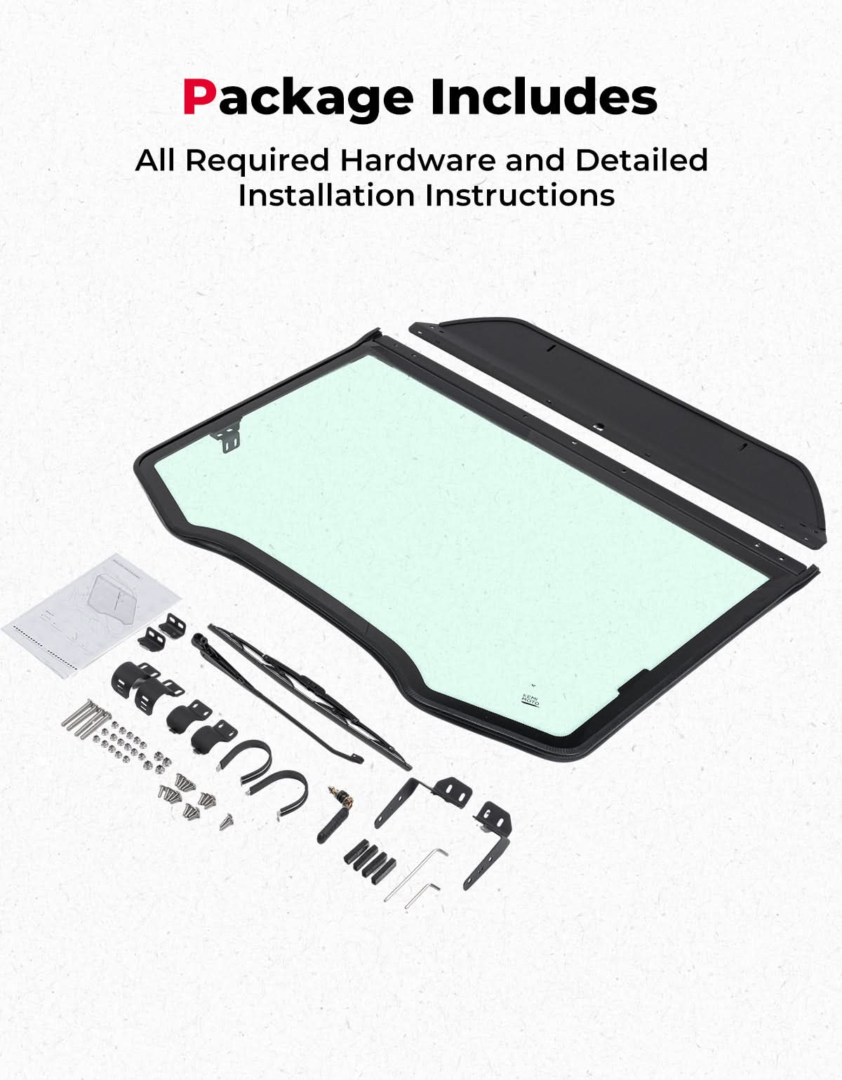 DOT Approved Full Glass Windshield for Can-Am Maverick R / RS / Max 2024–2026 with Wiper – fits Can-Am Maverick R 2-Seat...
