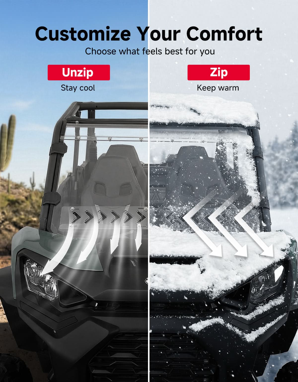 Vented Full Windshield For Can-Am Commander Maverick Sport Trail (2018–2026)