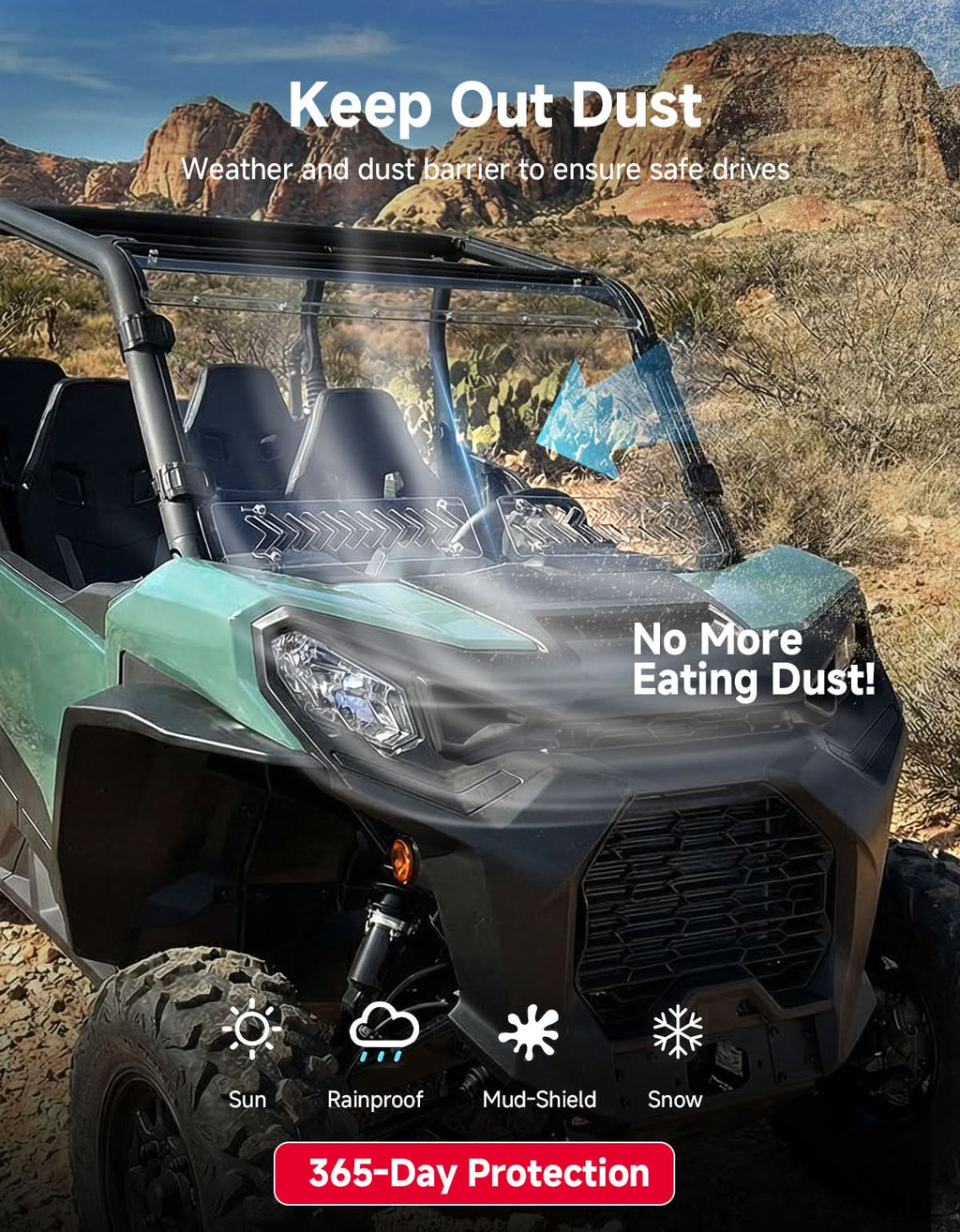 Vented Full Windshield For Can-Am Commander Maverick Sport Trail (2018–2026)