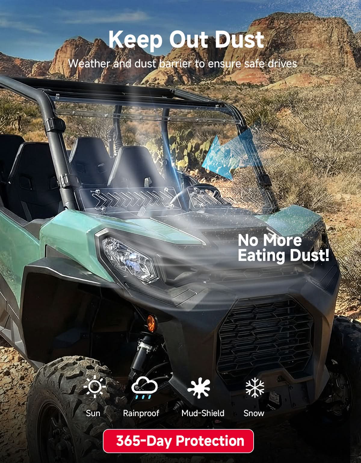 Vented Full Windshield For Can-Am Commander Maverick Sport Trail (2018–2026)