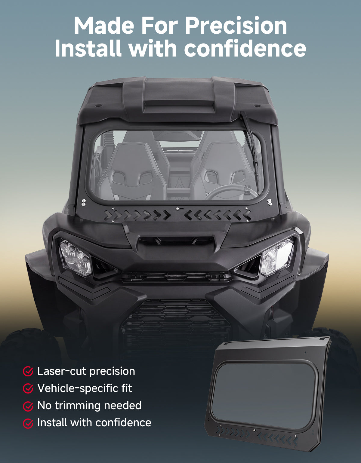 Glass Windshield for 2021–2026 Can-Am Commander & Commander MAX – fits Can-Am Commander MAX (2021+) (view 2)