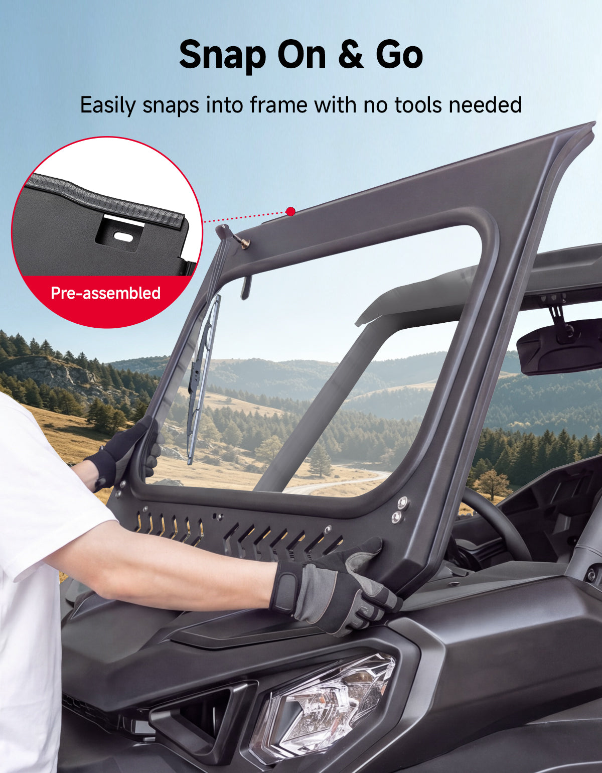 Glass Windshield for 2021–2026 Can-Am Commander & Commander MAX – fits Can-Am Commander MAX (2021+) (view 5)