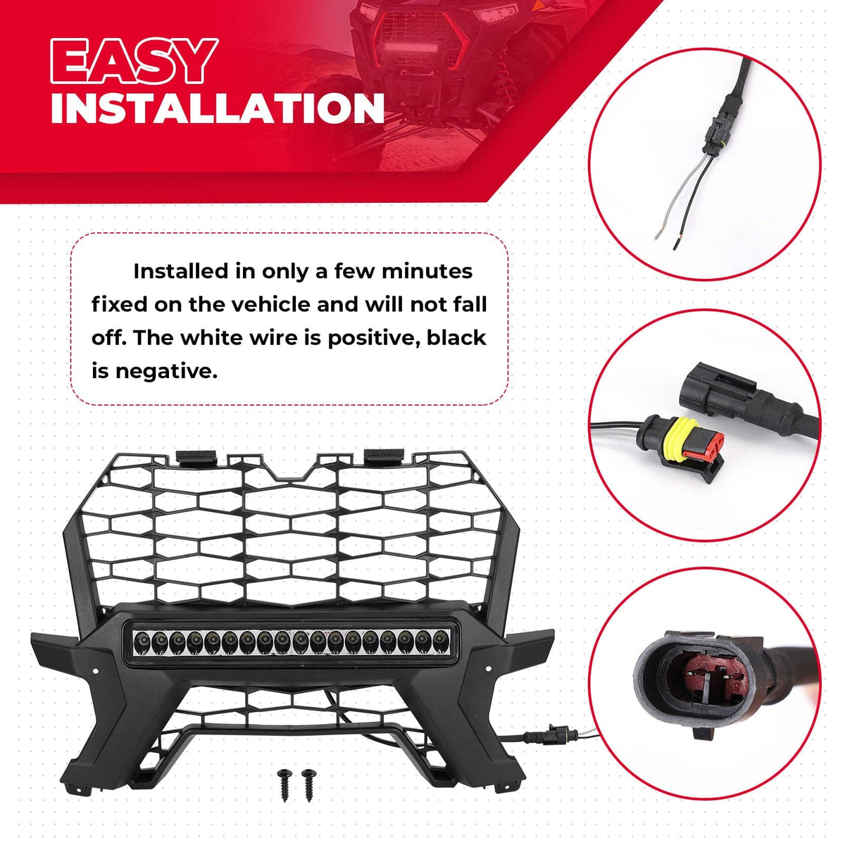 Front Lower Mesh Grill Radiator Guards for Polaris RZR XP 1000/ Turbo – fits Polaris RZR XP 4 Turbo