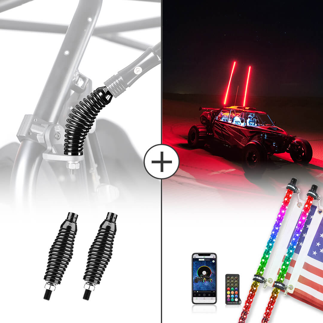 2PCS UTV Spiral Whip Lights with Spring Bases