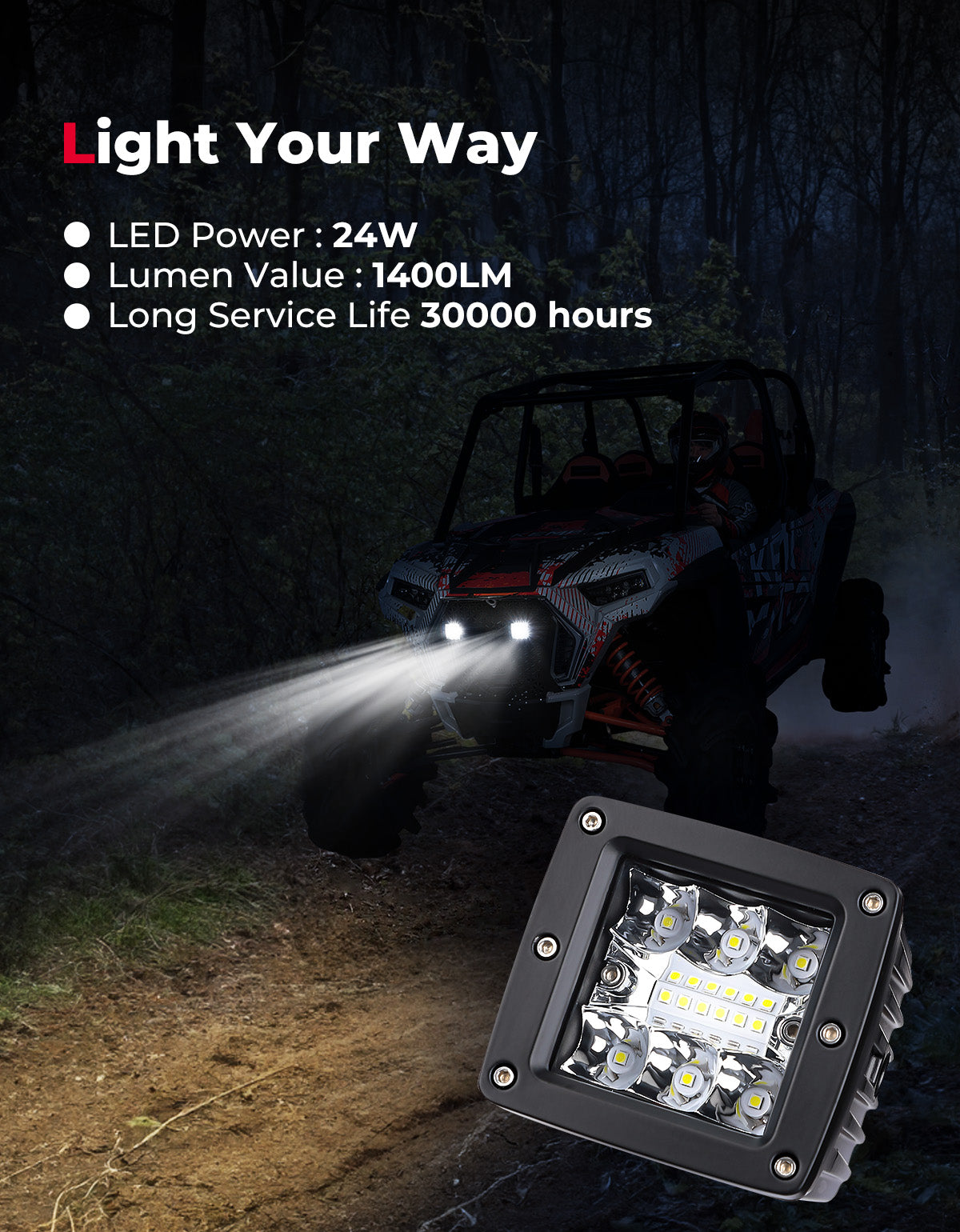 UTV Metal Front Grill Light for Polaris RZR XP 1000/Turbo – fits Polaris RZR XP Turbo S
