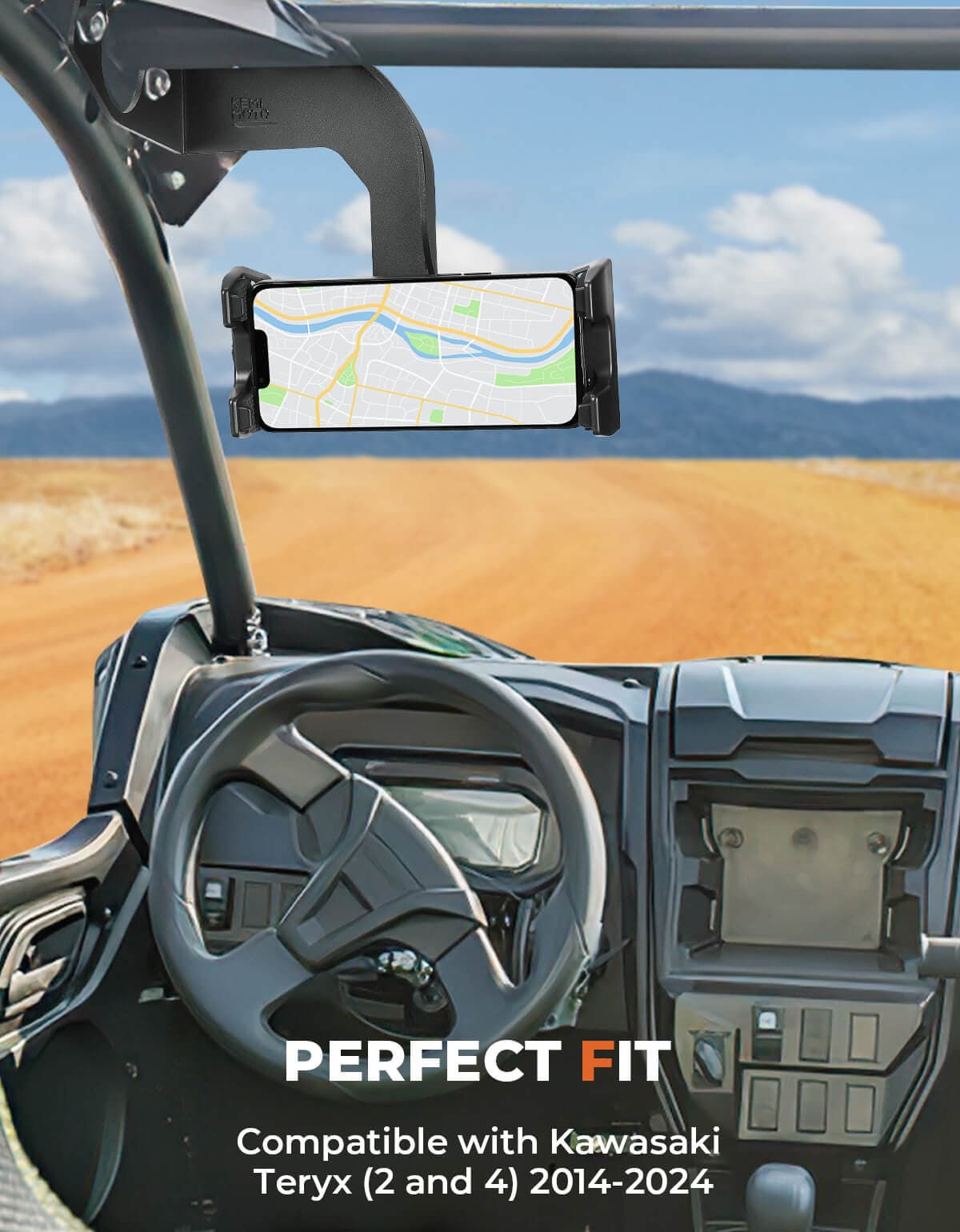 Cell Phone Holder 360° Adjustable for Kawasaki Teryx CAMO S LE – fits Kawasaki Teryx S (view 6)