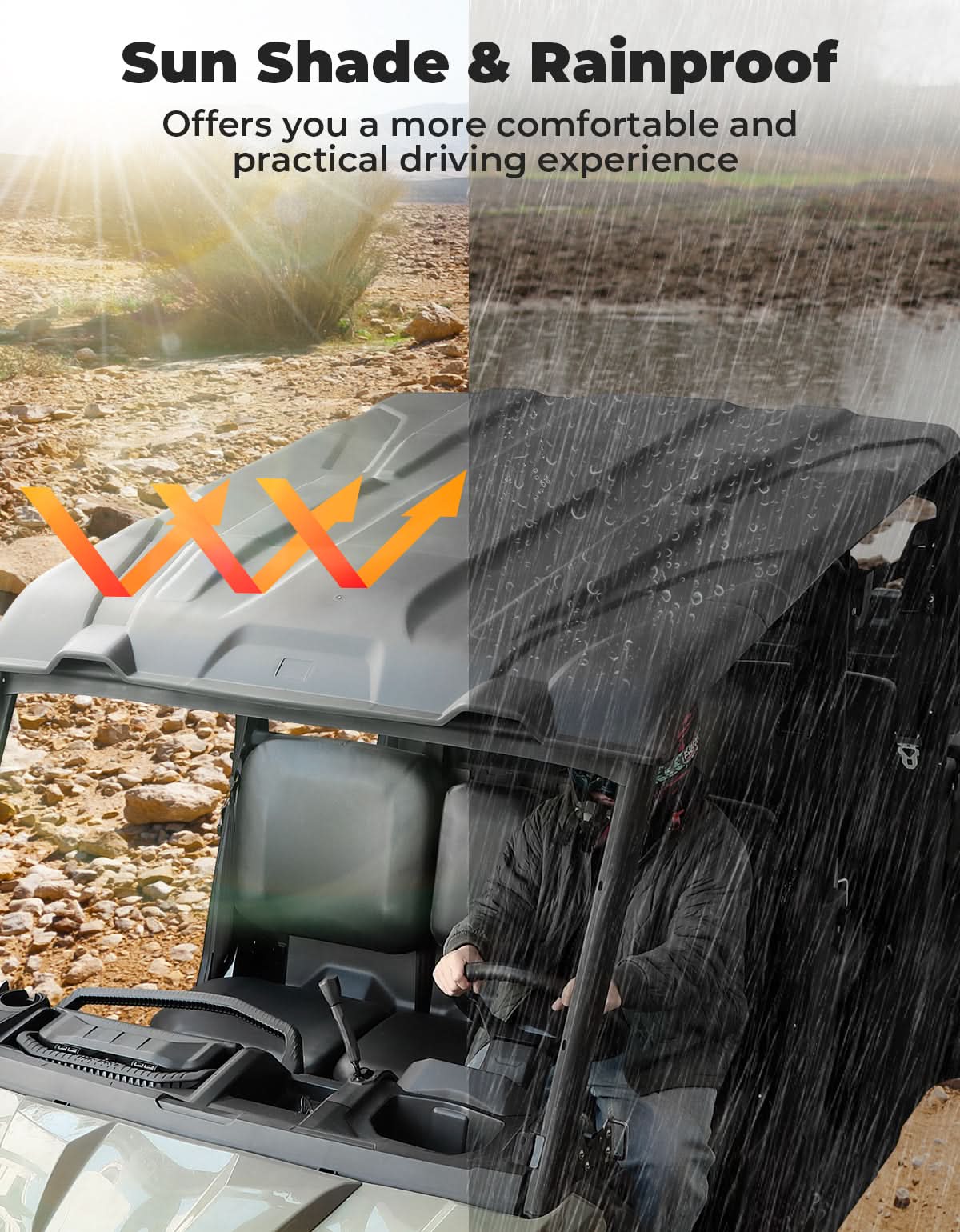 4 Pieces Sport Hard Roof Top for Can-Am Defender Max – fits Can-Am Defender MAX HD8
