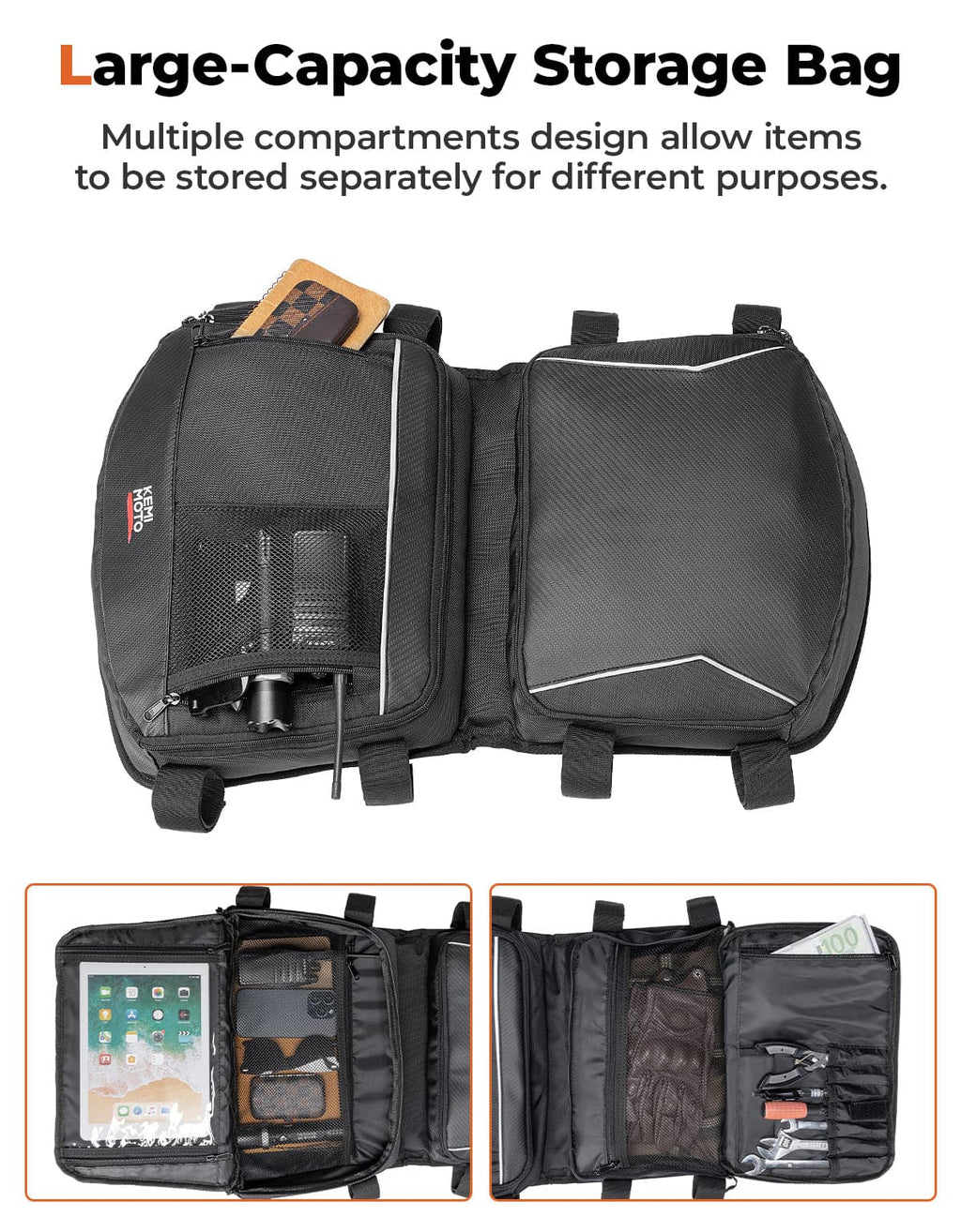 Roof Storage Bag with Tablet Holder for Can-Am Maverick X3 / X3 MAX – fits Can-Am Maverick X3 2-Seat (view 5)