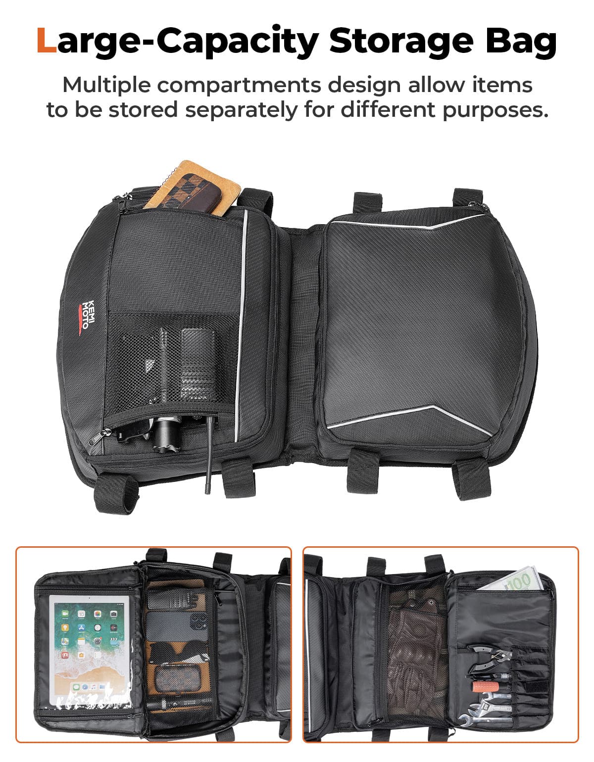Roof Storage Bag with Tablet Holder for Can-Am Maverick X3 / X3 MAX – fits Can-Am Maverick X3 2-Seat (view 5)