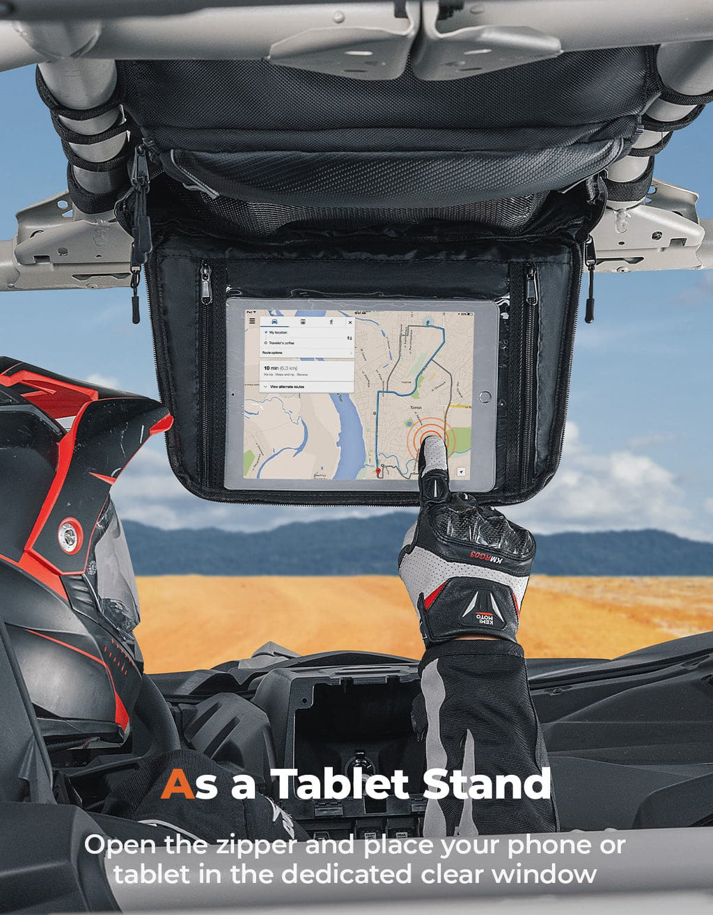 Roof Storage Bag with Tablet Holder for Can-Am Maverick X3 / X3 MAX – fits Can-Am Maverick X3 MAX