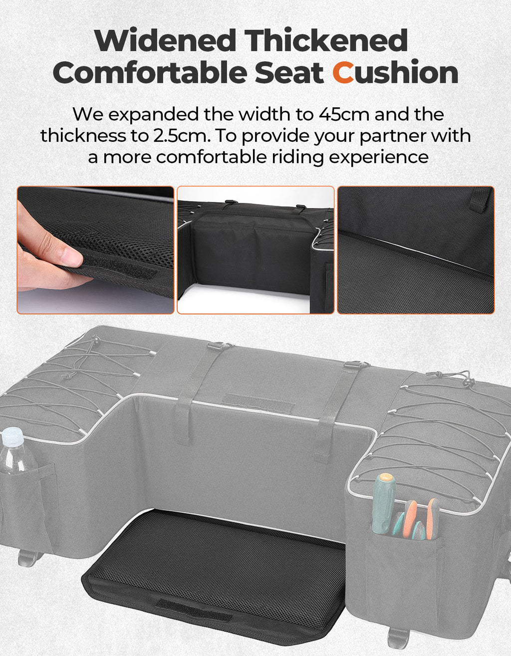55L ATV Rear Storage Bags w/ Seat Cushion for Sportsman Scrambler TRX FourTrax – fits Polaris Scrambler (view 3)