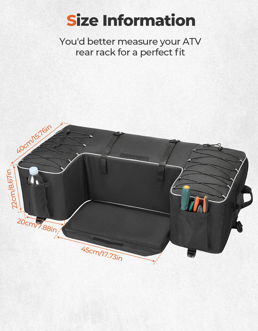 55L ATV Rear Storage Bags w/ Seat Cushion for Sportsman Scrambler TRX FourTrax – fits Polaris Sportsman (view 8)