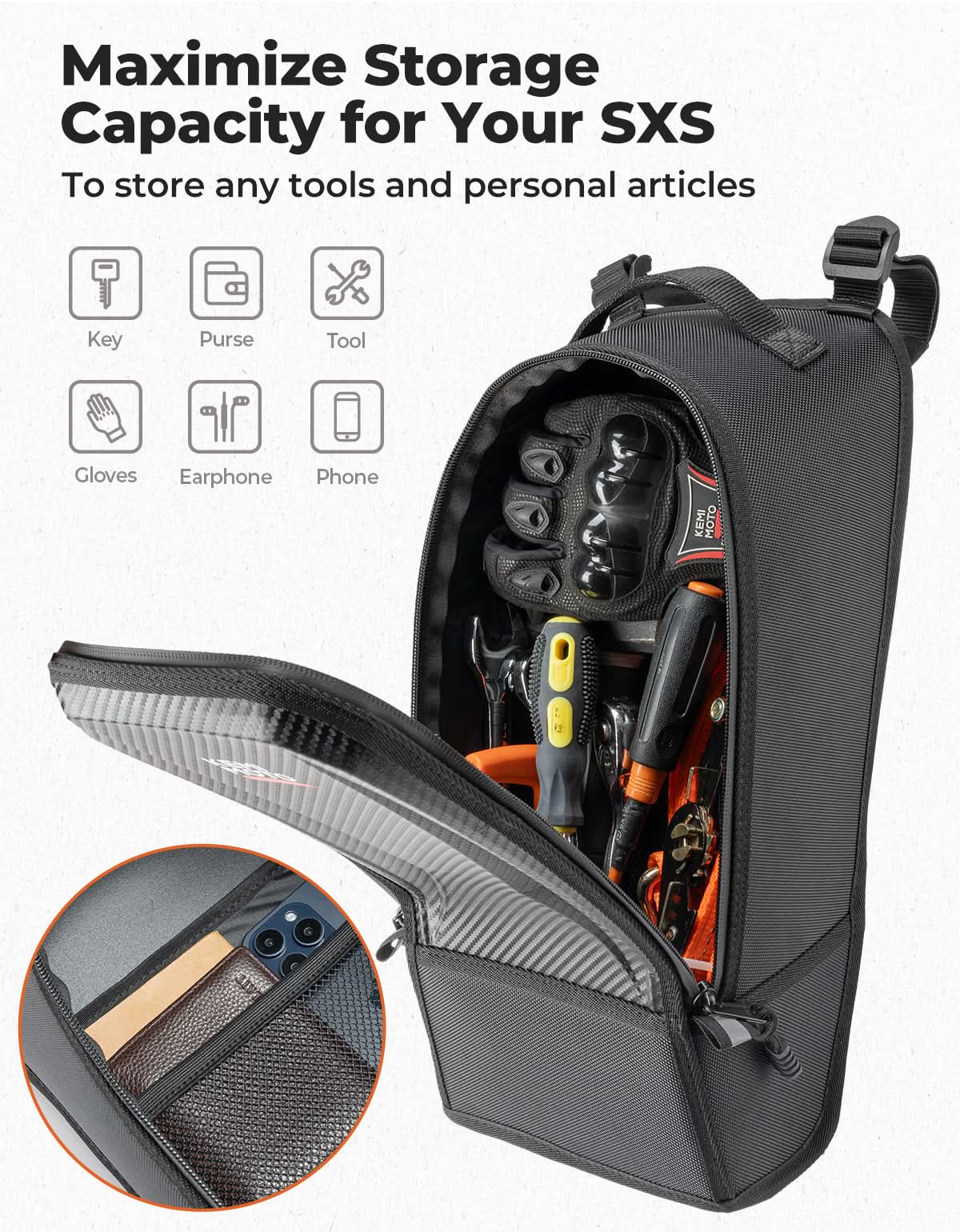 Can-Am Commander / Maverick Trail / Maverick Sport Center Console Storage Bag（2011–2023） – fits Can-Am Maverick Sport...