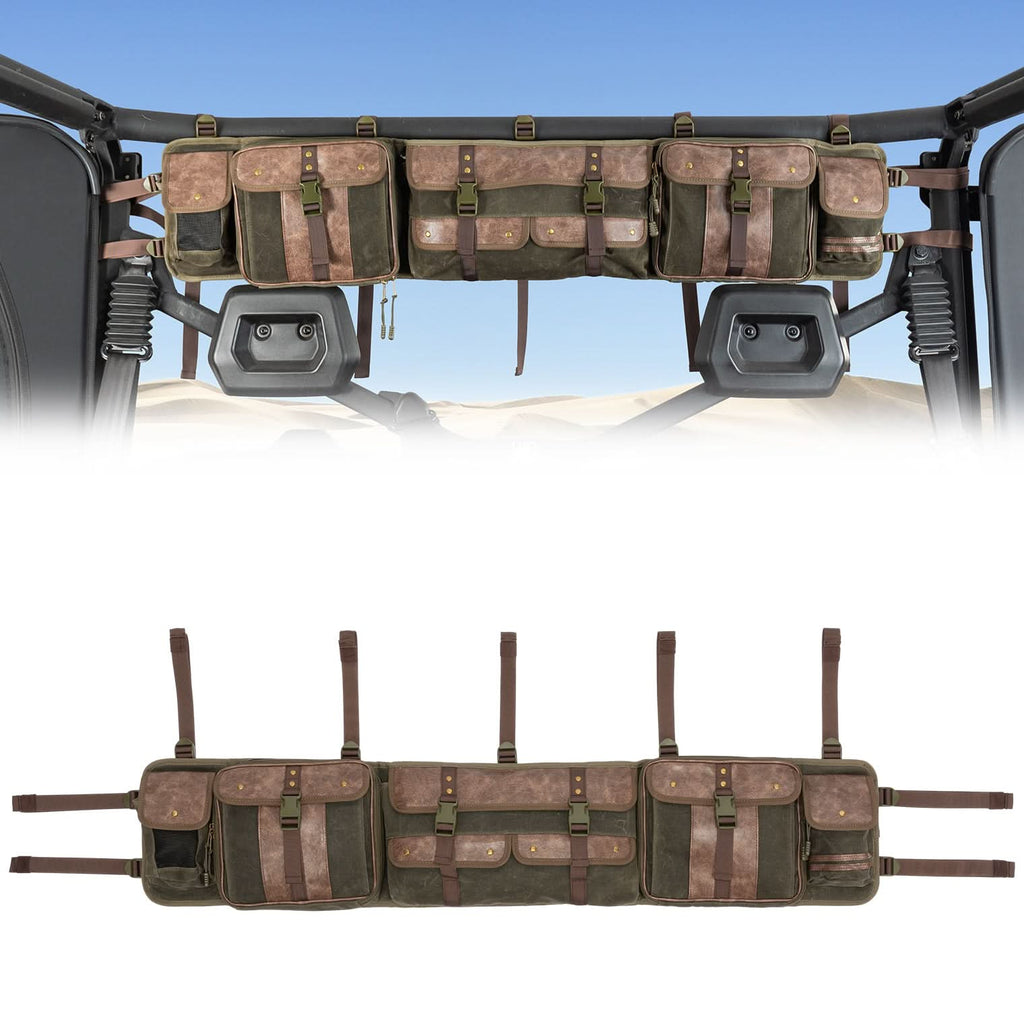 UTV Roll Cage Organizer Bag Leather for Ranger RZR Pioneer Talon Defender – fits Honda Talon (view 8)