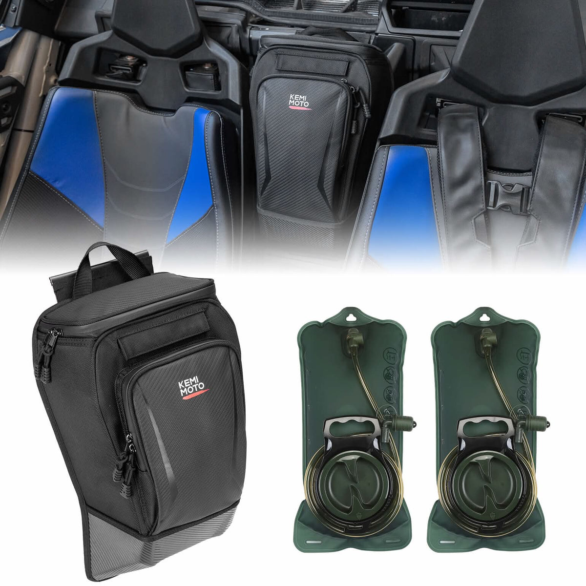 Center Storage Bag with Two Hydration Backpacks for Can-Am Maverick X3 – fits Can-Am Maverick X3 2-Seat