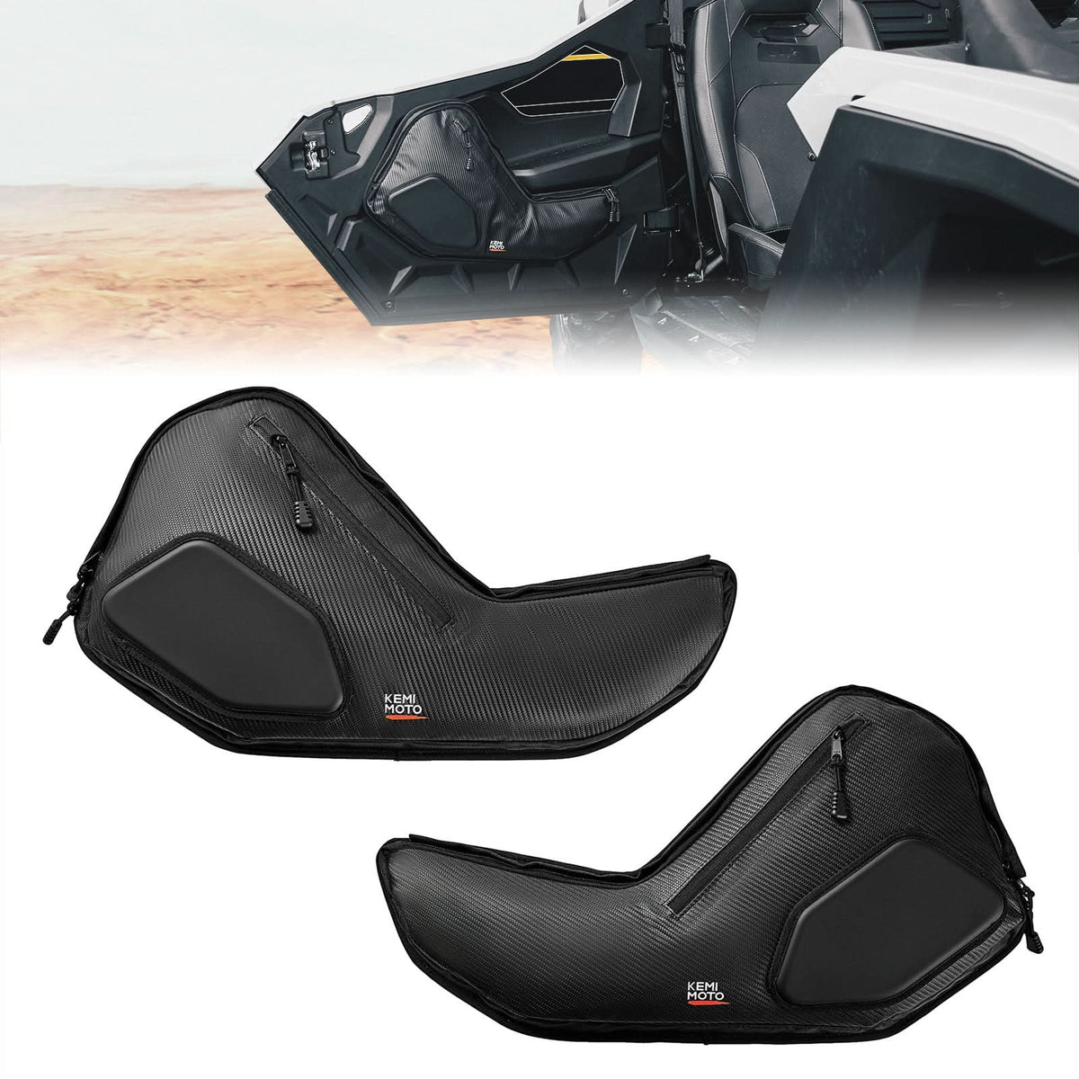 6 Q Front Door Bags with Knee Pads for 2025 Polaris RZR – fits Polaris RZR Pro R