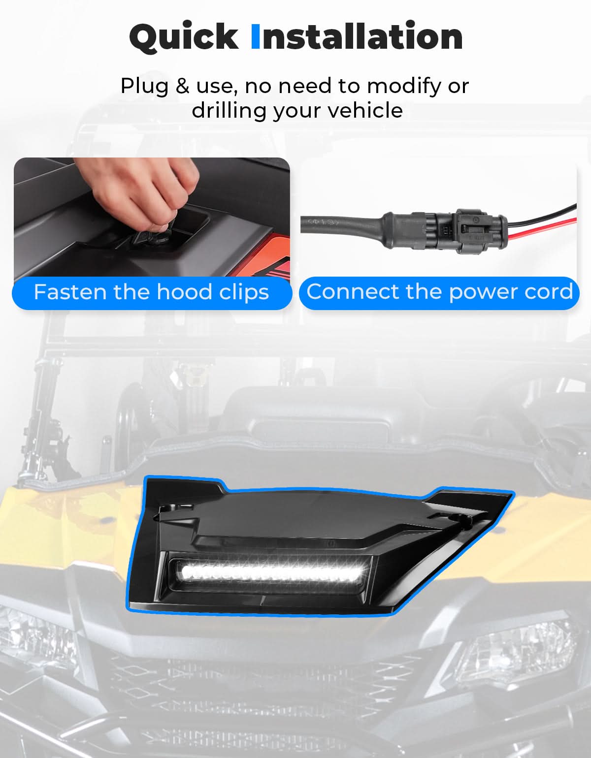 LED Turbo Hood Scoop for Pioneer 700 2P 4P 2014-2026 – fits Honda Pioneer (view 6)