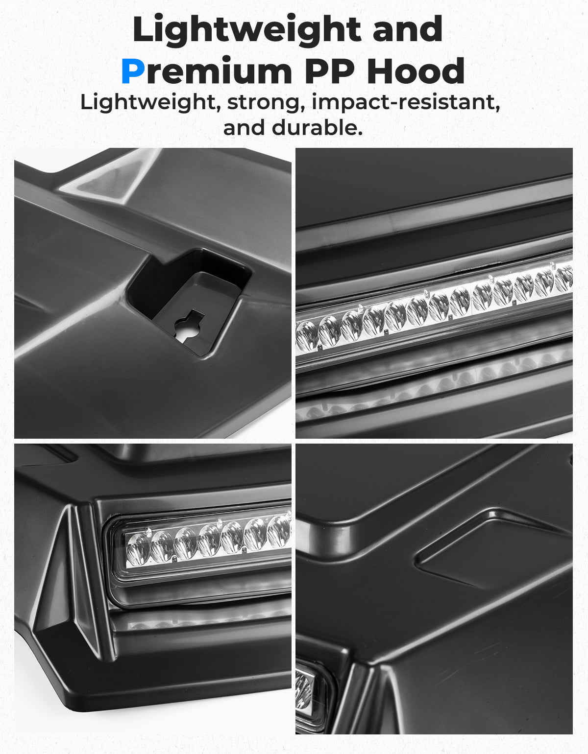 Sport Hood Scoop with LED Light for Pioneer 1000 3P/5P/6P – fits Honda Pioneer (view 3)
