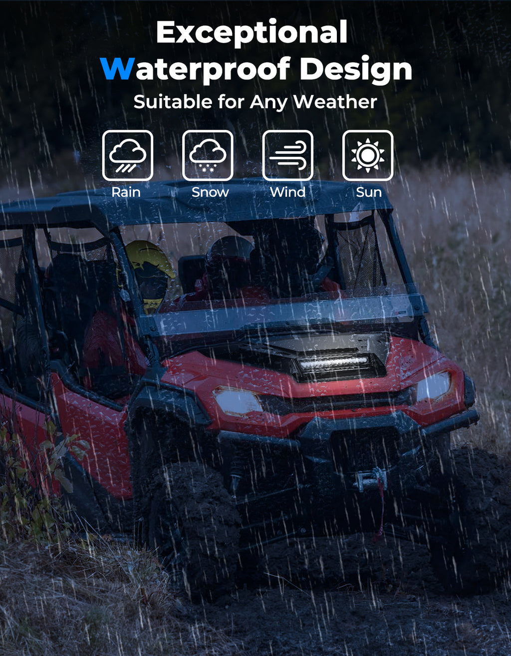 Sport Hood Scoop with LED Light for Pioneer 1000 3P/5P/6P – fits Honda Pioneer (view 4)
