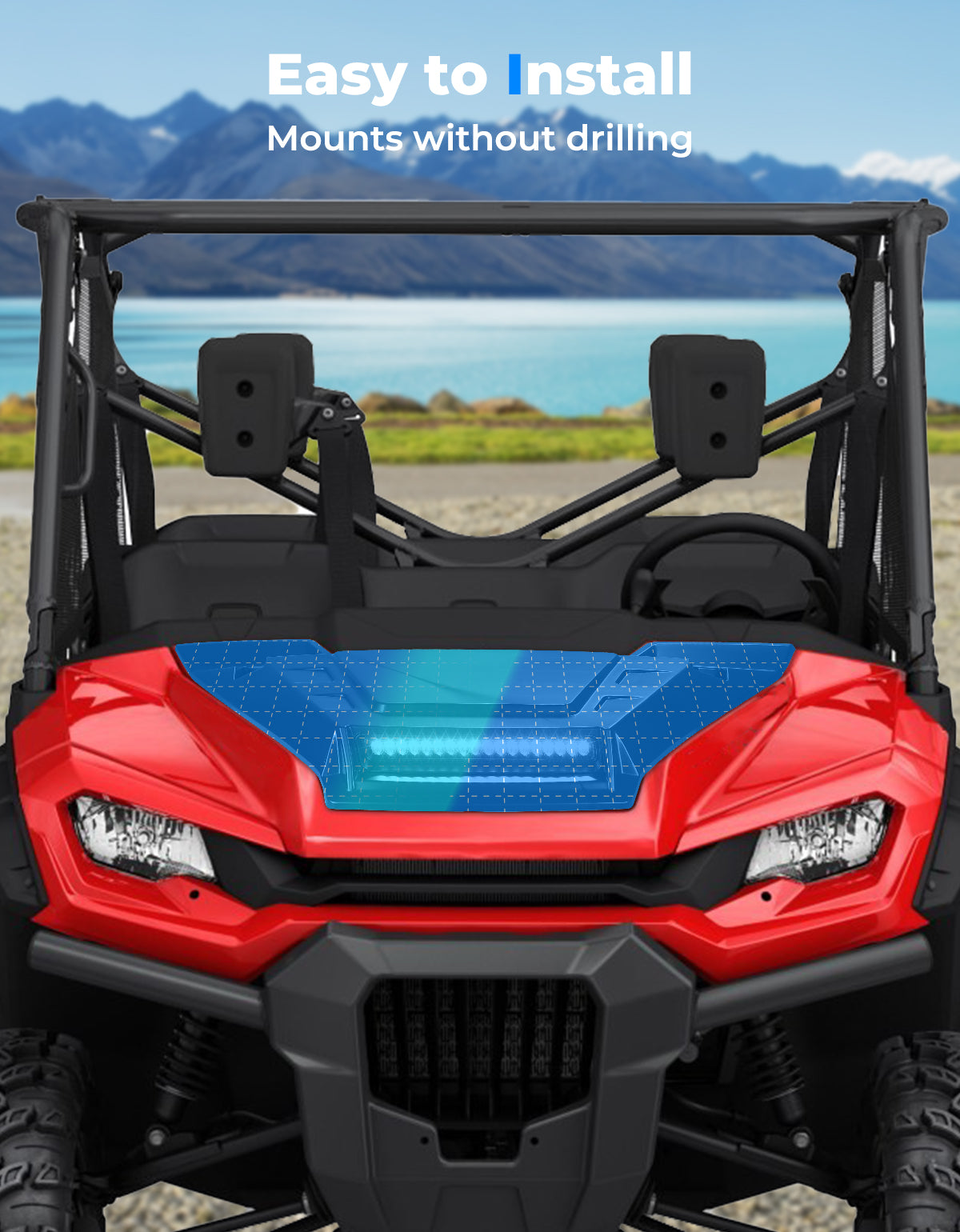 Sport Hood Scoop with LED Light for Pioneer 1000 3P/5P/6P – fits Honda Pioneer (view 5)