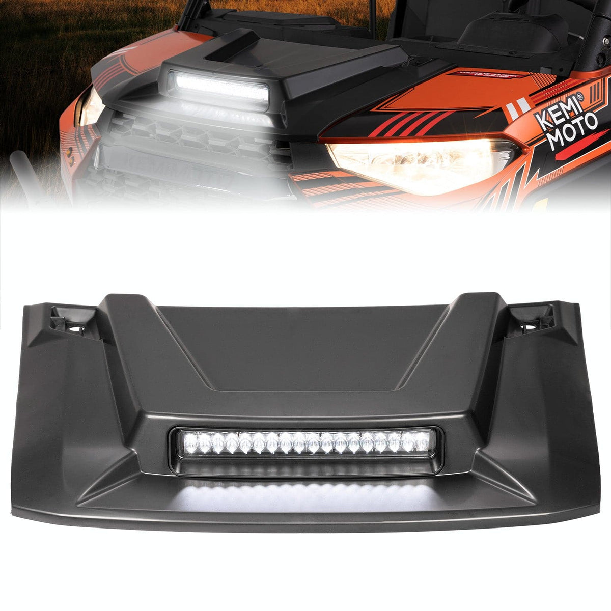 Hood Scoop with LED Spot Light for Polaris Ranger XP 1000/ Crew – fits Polaris Ranger Crew XP 1000
