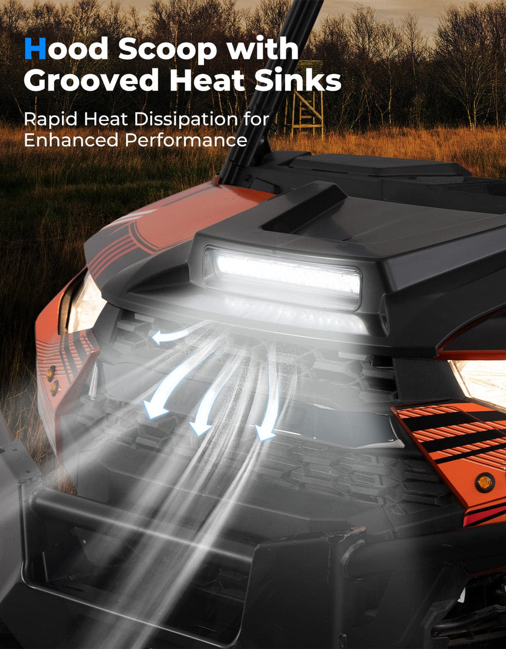 Hood Scoop with LED Spot Light for Polaris Ranger XP 1000/ Crew – fits Polaris Ranger Crew XP 1000 (view 5)