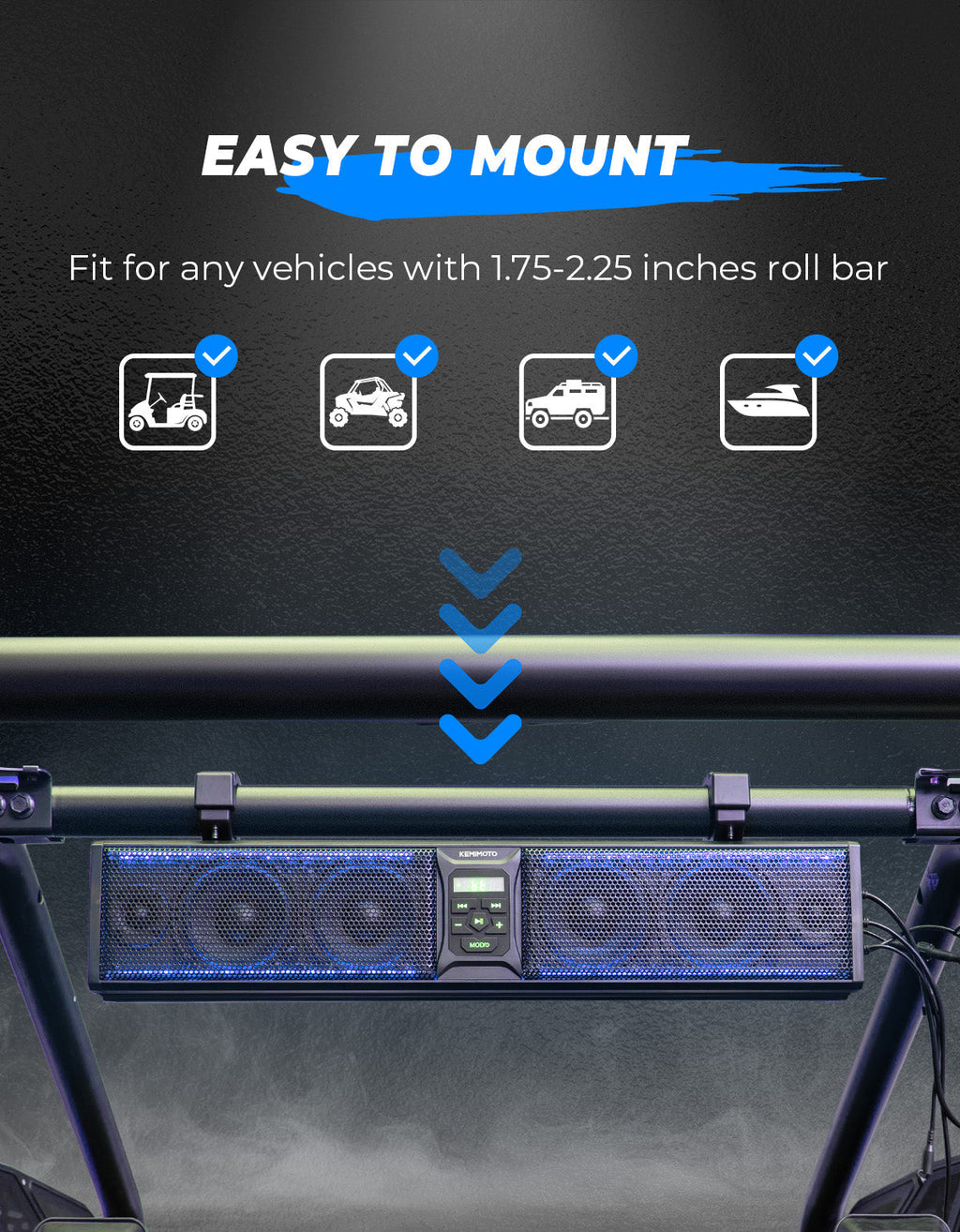 6 Speaker 26 Inch RGB Bluetooth Sound Bar for Can Am Maverick/X3/ Trail/ Defender/ Commander – fits Can-Am Maverick X3...