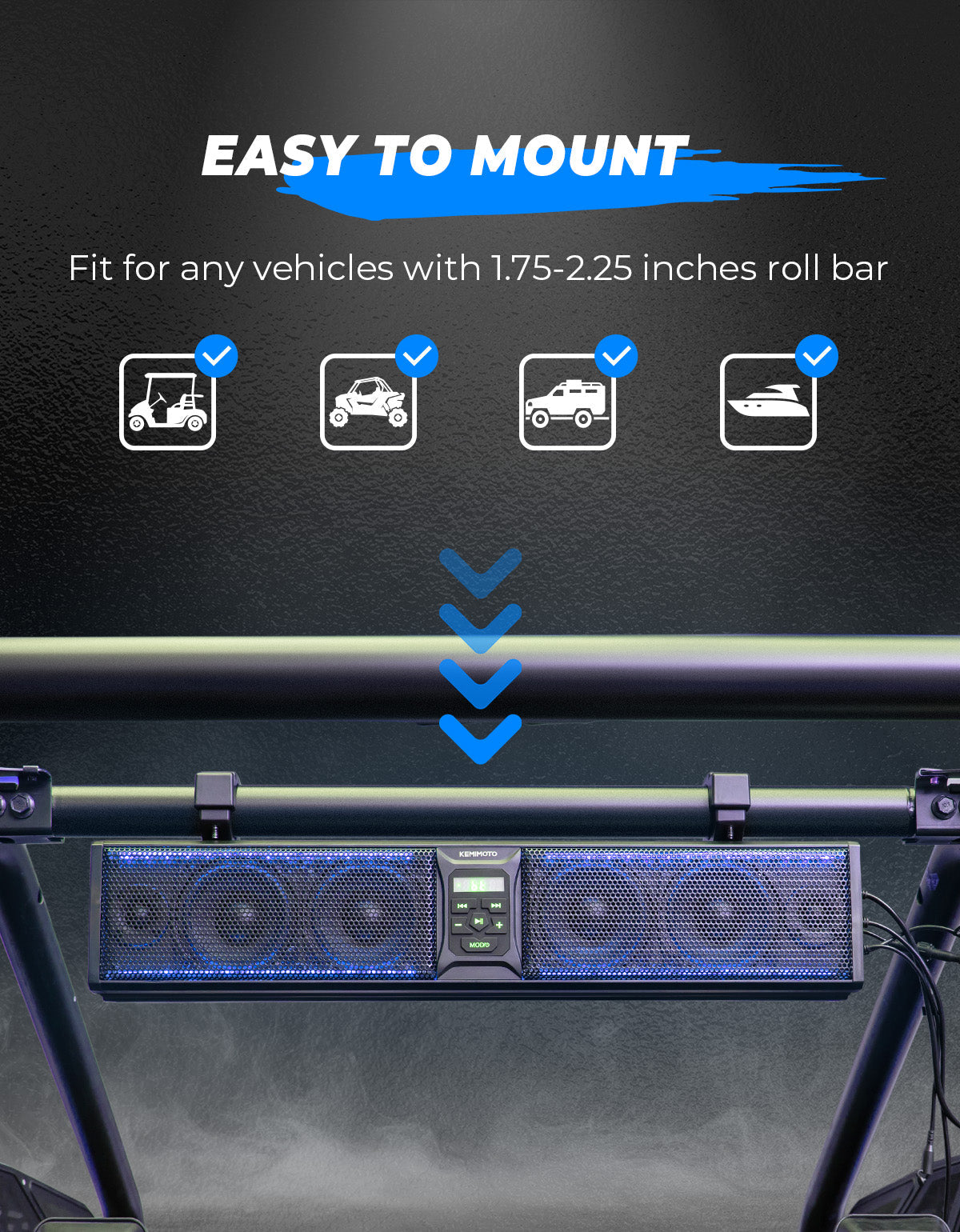 6 Speaker 26 Inch RGB Bluetooth Sound Bar for Can Am Maverick/X3/ Trail/ Defender/ Commander – fits Can-Am Maverick X3...