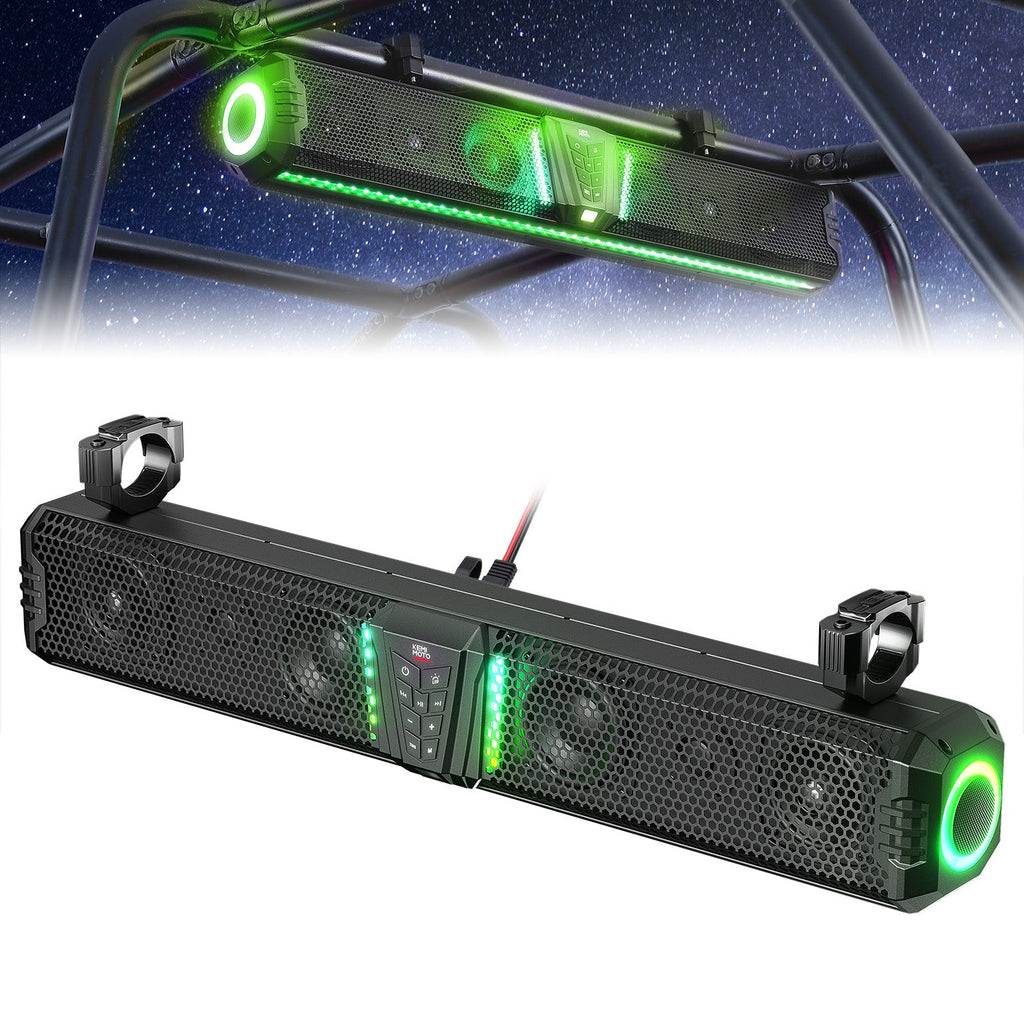 KEMIMOTO Midnight 80 Gen1.5 Metal 32-inch 6-Speaker RGB UTV Sound Bar – fits Polaris RZR