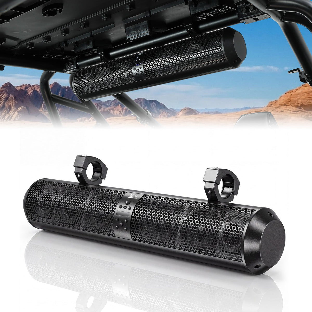 6 Speaker 28" UTV Bluetooth Sound Bar for Can Am Maverick X3/ RZR w/ 1.56"-2.25" Roll Bar